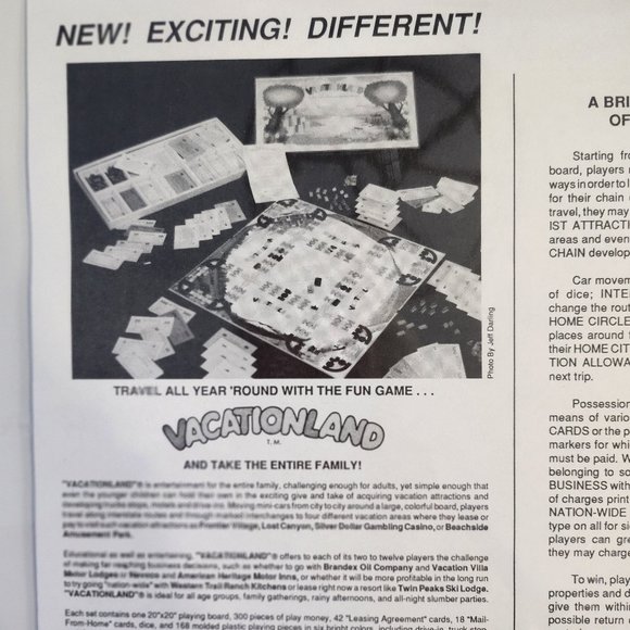 Extremely Rare Vacation Land Board Game Jr. Pro Inc. 1971-1999 Still in Unopened - Picture 6 of 10